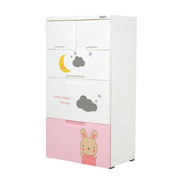 ตู้ลิ้นชัก 4 ชั้น STACKO A58 TINY 58x38x109 ซม. สีชมพู/ขาว - Image 2