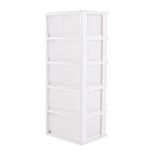 ตู้ลิ้นชัก 5 ชั้น มีล้อ STACKO FINE 42.1x35.8x105.5 ซม. สีขาว